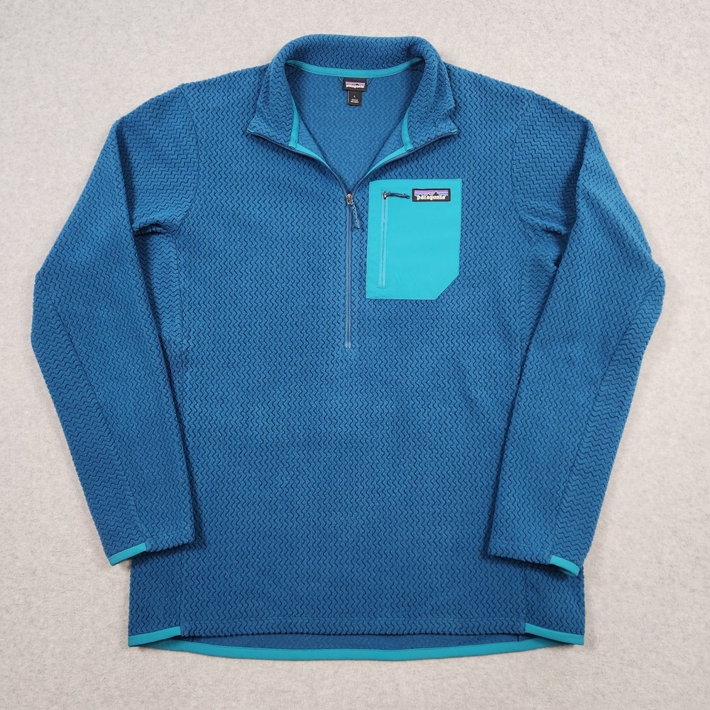 Patagonia R1 Air Zip Neck Mens Large Blue Fleece Pullover Sweater Hiking